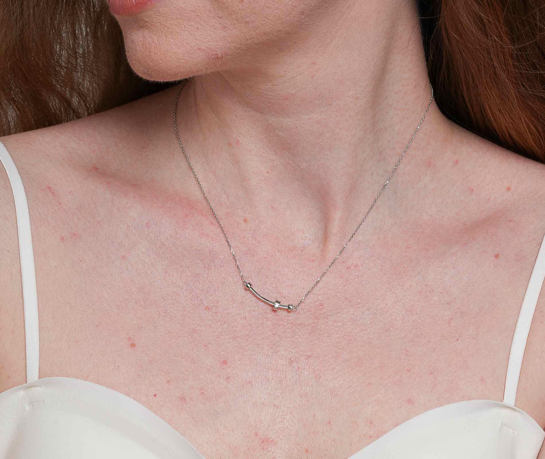 Shining Star Jewelry Women's Cubic Zirconia Sterling Silver Simple Fine Necklace