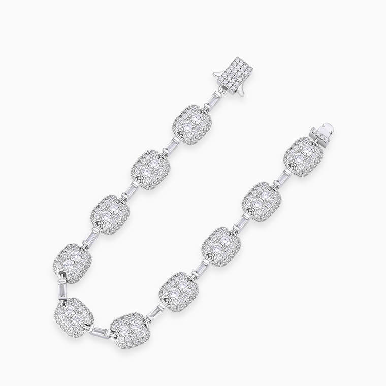 Shining Star Jewelry Trendy Hip Hop Baguette Moissanite Gothic Cross Bracelet