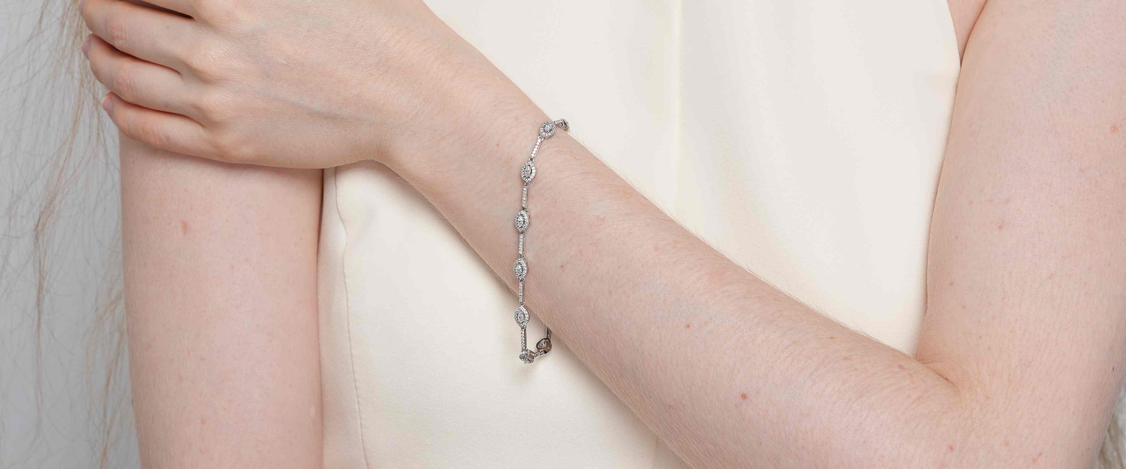 Shining Star Jewelry 925 Silver Moissanite Iced Out Charm Evil Eye Fine Bracelet