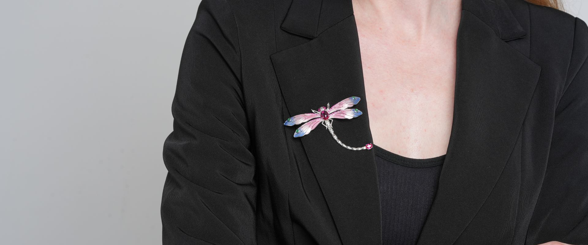 Shining Star Jewelry 925 Sterling Silver Colored Gemstone Dragonfly Brooch Women